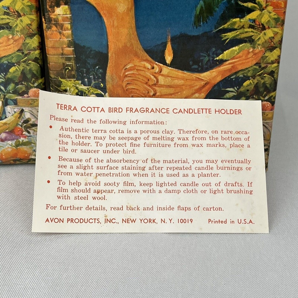 2 Avon Vintage Terra Cotta Bird Fragrance Candelette Holders 1976 Original Boxes - Picture 11 of 12
